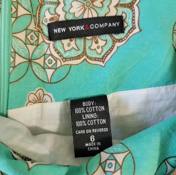 New York And Company Turquoise Brown A Line Boho Lined Skirt Sequins Size 6 - Picture 7 of 10